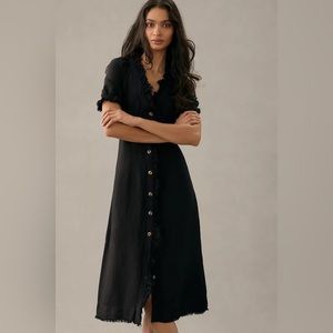 Anthropologie Pilcro Ruffle-Collar Dress. Black. Size 4.